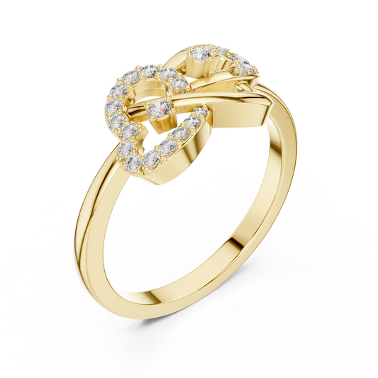 0.19 TCW Stunning Moissanite Round Cut Interlocking Chain Diamond Ring with Pavé Accents