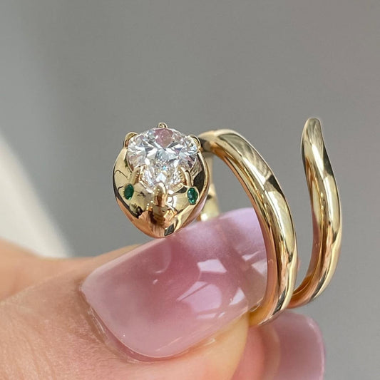 Pear Cut Solitaire Ring With Open Band Lab Grown Statement Ring