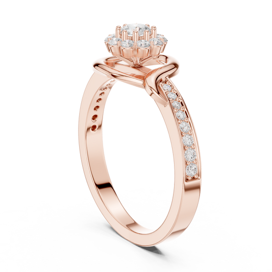 Round Halo Moissanite Diamond Twist Engagement Ring
