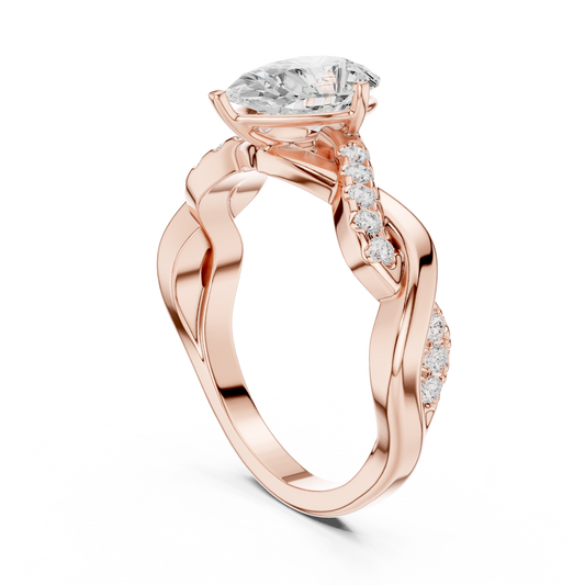1.00 CT Stylish Curve Band Lab Grown Pear Cut Ring For Traditional look