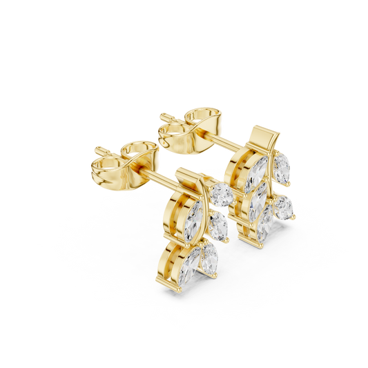 Classy Lab Diamond Marquise Cut Nature Inspired Leaf Stud Earrings