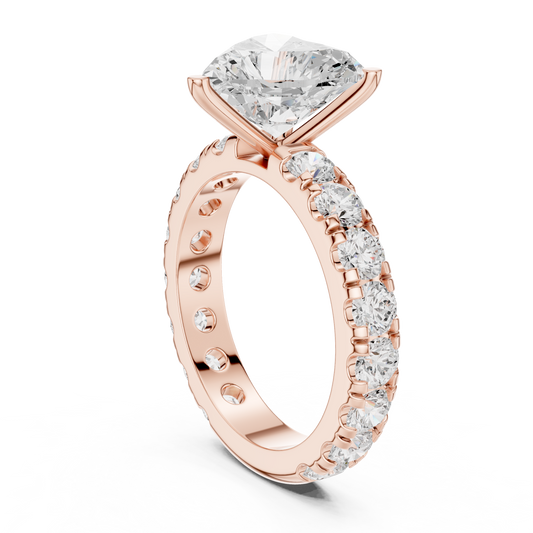 Heart Cut Lab Diamond Pave Solitaire Wedding Ring