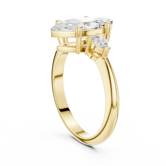 Marquise Lab Diamond Three Stone Engagement Ring