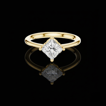 0.78 TCW Shiny Princess Cut Moissanite Diamond Solitaire Dainty Engagement Ring Unique Modern Design For Her