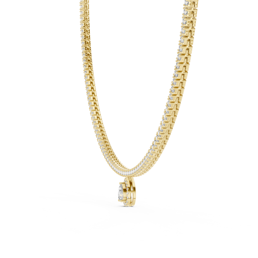 Pear Lab Grown Diamond Drop Tennis Necklace with Halo Pendant
