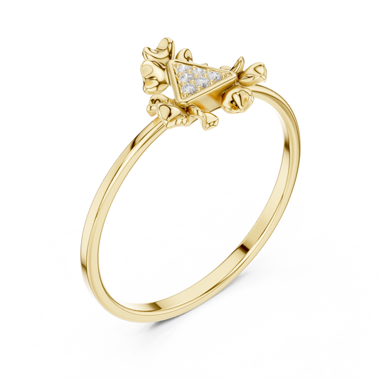 Trillion Shape Round Cut Moissanite Diamond Floral Statement Ring