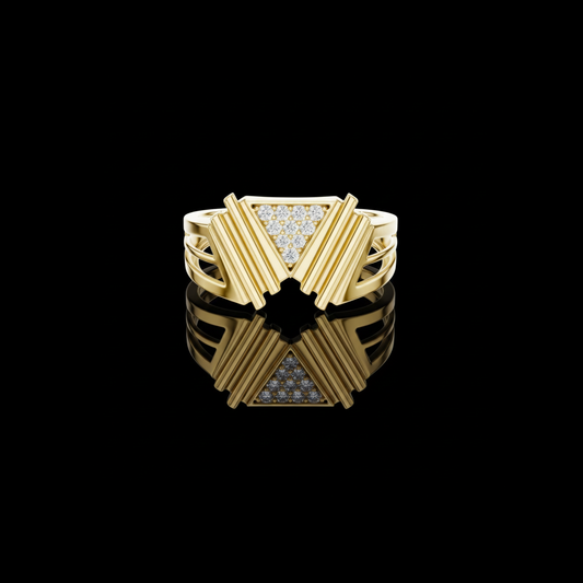 0.12 TCW Sparkling Triangle Shape Round Lab Grown Diamond Cluster Ring with Split Shank Modern Statement Jewelry