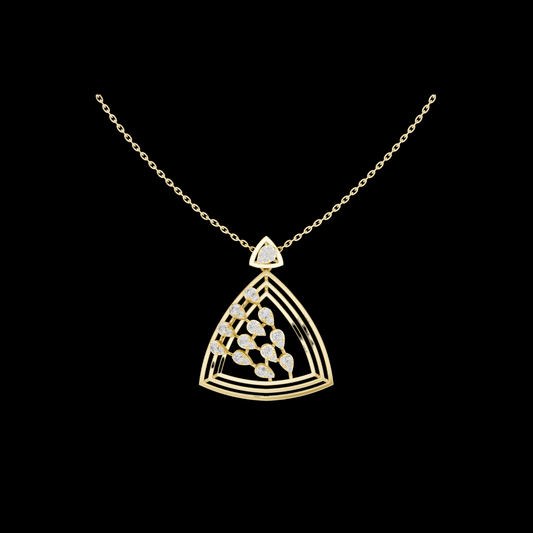 Open Triangle Floral Moissanite Diamond Pendant Necklace