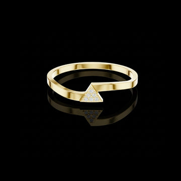 0.018 TCW Minimalist Triangle Pave Moissanite Round Cut Diamond Geometric Stacking Ring