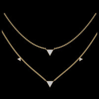 Two Layered Triangle Moissanite Diamond Pave Necklace