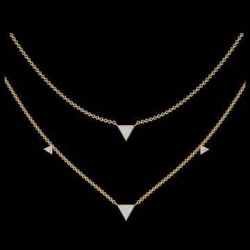 Two Layered Triangle Moissanite Diamond Pave Necklace