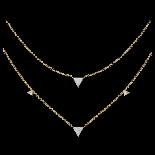 Two Layered Triangle Lab Grown Diamond Pave Necklace