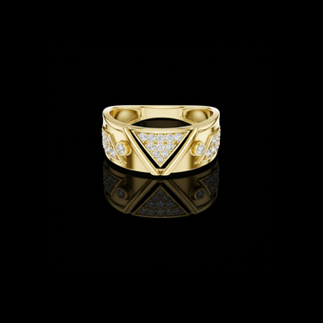 0.40 TCW Iconic Triangle Pave Design Round Moissanite Diamond with Bezel Accents Statement Ring Modern Jewelry