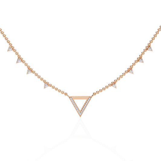 Open Triangle Pave Station Moissanite Pendant Necklace
