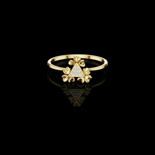 0.024 TCW Luxury Lab Grown Round Diamond Triangle Petal Ring Exquisite Flower-Inspired Ring