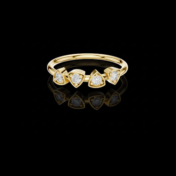 0.14 TCW Unique Four Stone Trillion Shape Bezel with Lab Grown Round Diamond Ring in Polished Gold