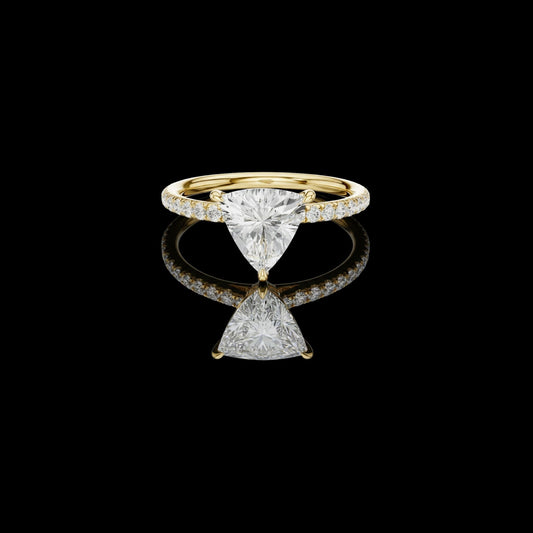 1.00 CT Unique Moissanite Trillion Cut Diamond Minimalist Pave Ring For Cocktail Party