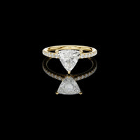 Trillion Cut Moissanite Diamond Pave Solitaire Engagement Ring