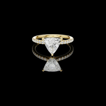 Trillion Cut Moissanite Diamond Pave Solitaire Engagement Ring