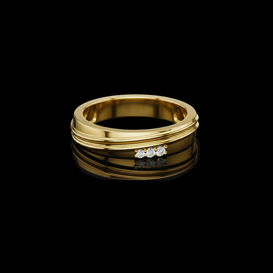 0.037 TCW Trinity Whisper Three Lab Grown Diamond Accent Band with Sculpted and Refined Linear