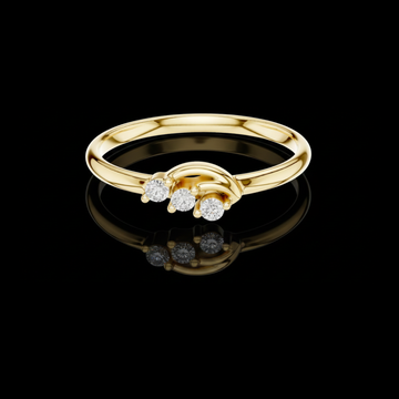 0.045 TCW Elegant Trio Moissanite Diamond Ring Featuring a Sleek Curved Band and Brilliant Round Stones