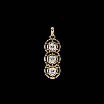 Three Stone Drop Pendant with Round Cut Solitaire Moissanite