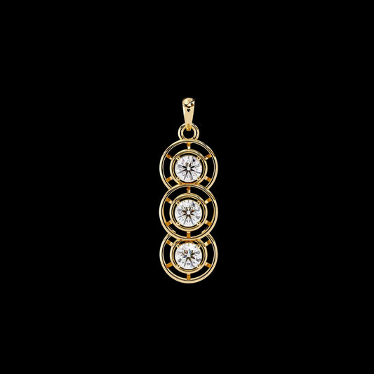 Three Stone Drop Pendant with Round Cut Solitaire Lab Diamonds