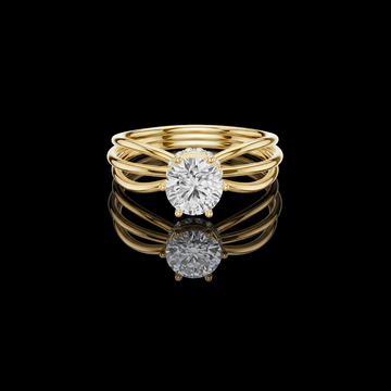 0.068 TCW Triple Band Ring Featuring a Brilliant Round Moissanite Diamond Center Stone