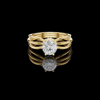 Round Lab Grown Diamond Triple Band Split Shank Solitaire Ring