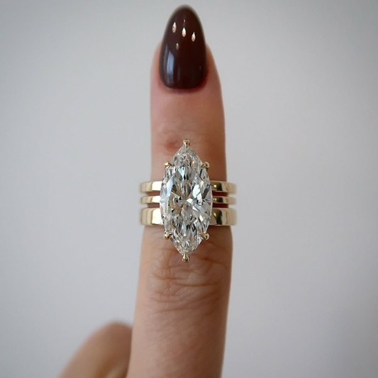 Marquise Cut Lab Grown Diamond Triple Band Wedding Ring