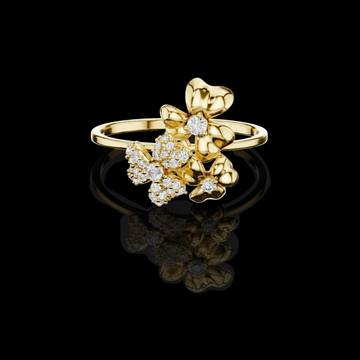 0.16 TCW Blooming Aurora Exquisite Gold Ring Featuring Triple Floral Moissanite Diamonds