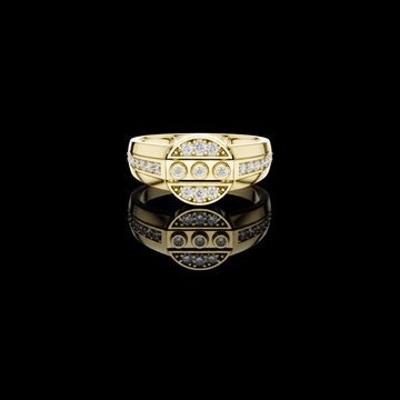 0.32 TCW Luxurious Round Moissanite Diamond Bezel Cluster with Pave Side Accents Statement Ring