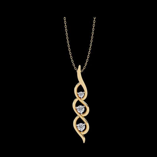 Three Stone Twist Moissanite Diamond Pendant Necklace