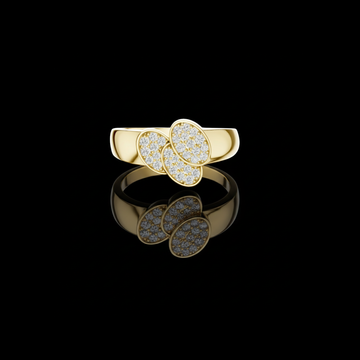 0.34 TCW Classic Round Moissanite Diamond Triple Oval Cluster Modern Overlapping Pave Design Statement Ring