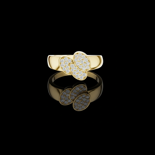 Triple Round Shape Cluster Round Cut Lab Diamond Engagement Ring