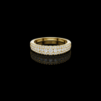 Round Cut Lab Grown Brilliant Triple Row Pave Diamond Wedding Band Ring