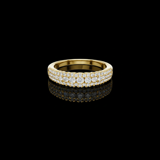 Round Cut Lab Grown Brilliant Triple Row Pave Diamond Wedding Band Ring
