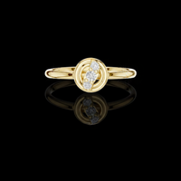 0.044 TCW Radiant Orbit Ring with Triple Round Cut Moissanite Diamonds in Sculpted Swirl Setting
