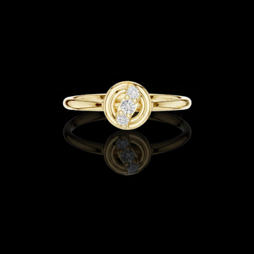0.044 TCW Radiant Orbit Ring with Triple Round Cut Moissanite Diamonds in Sculpted Swirl Setting