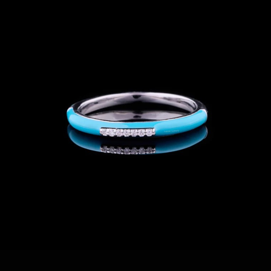 Sky Blue Lab Grown Diamond Channel Set Band Ring