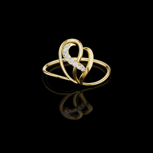 0.056 TCW Interlocking Heart Ring with Pavé-Set Lab Grown Diamonds Reflecting Timeless Love