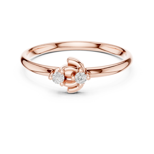 Open Circle Round Cut Lab Diamond Ring with Brilliant Accents