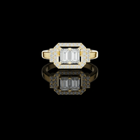 Toi Et Moi Emerald Cut Moissanite Diamond Halo Engagement Ring