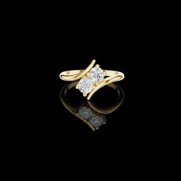 0.60 TCW Sculpted Gold Bypass Ring Featuring Dual Brilliant Lab Grown Diamonds For Mother