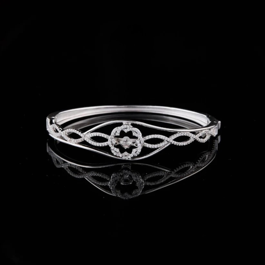 1.10 TCW Luxury Twisted Design Lab Grown Bracelet Featuring a Central Radiant Flower and Pave Detailing
