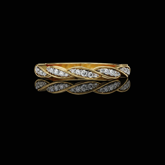 Round Cut Lab Grown Diamond Twisted Leaf Infinity Wedding Band Ring