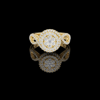 0.66 TCW Double Halo Moissanite Diamond Ring with Elegant Twist Shank Accents