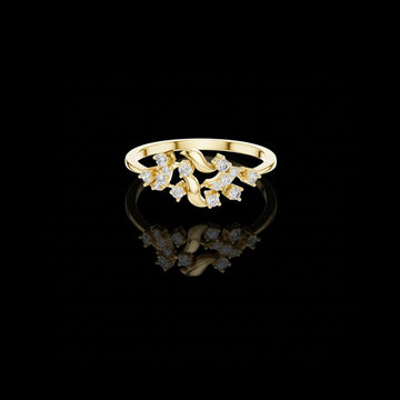 0.17 TCW Elegant Lab Grown Round Cut Twisted Vine Diamond Ring with Floral Sparkle For Bride