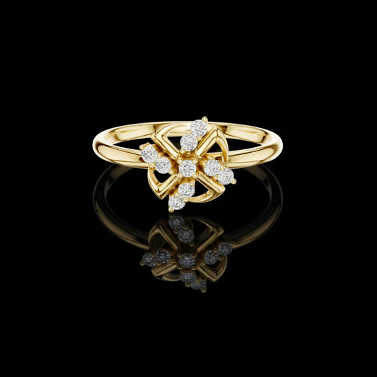 0.09 TCW Unique Petal Swirl Design Twisted Floral Round Cut Lab Diamond Ring