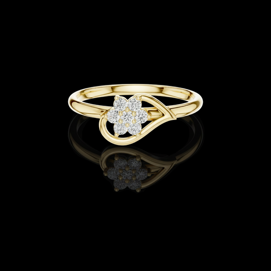 0.11 TCW Radiant Floral Lab Grown Diamond Ring with a Delicately Twisted Band Design